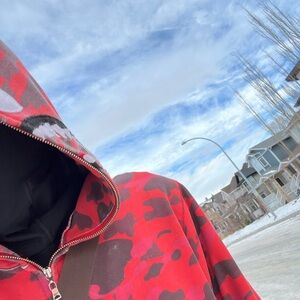 Red rep bape Hoodie size medium